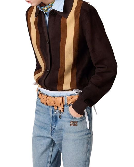 Miu Miu Blue Five-Pocket Washed Denim Trousers