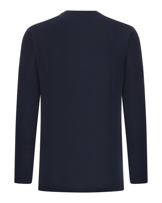 Zanone Blue Slim Fit Long-Sleeved Ice Cotton T-Shirt for men