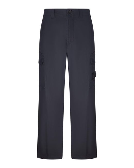Stone Island Blue Wide Leg Cargo Pants for men