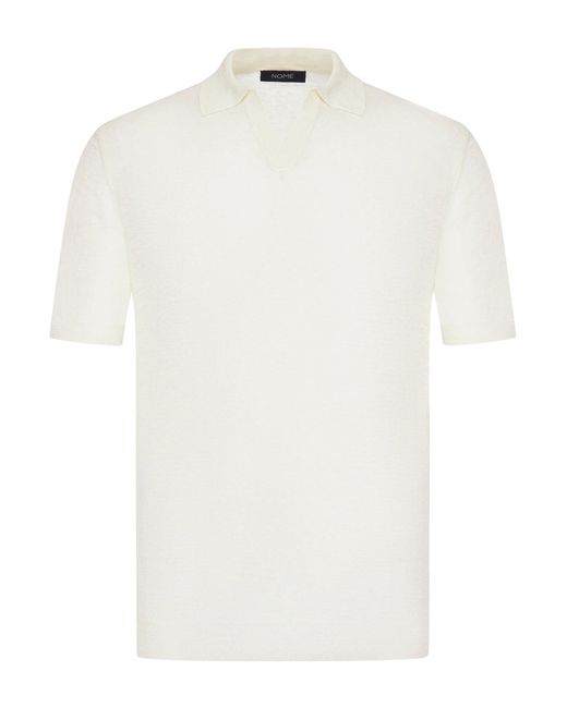 Nome G White Short-Sleeved Linen Polo Shirt for men