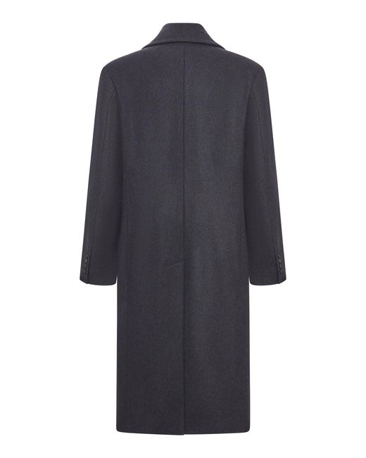 Hevò Blue Double-Breasted Herringbone Coat for men