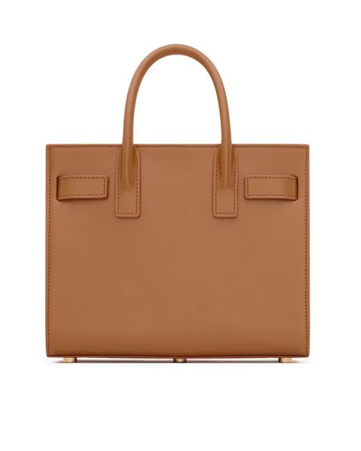 Saint Laurent Brown Smooth Leather Sac De Jour Bag