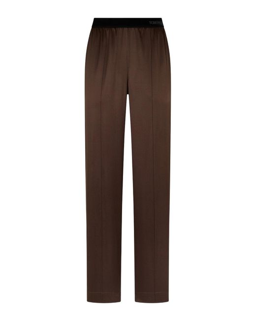 Tom Ford Brown Stretch Silk Satin Trousers