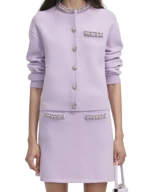 Self-Portrait Purple Skirt With Crystal Finishes
