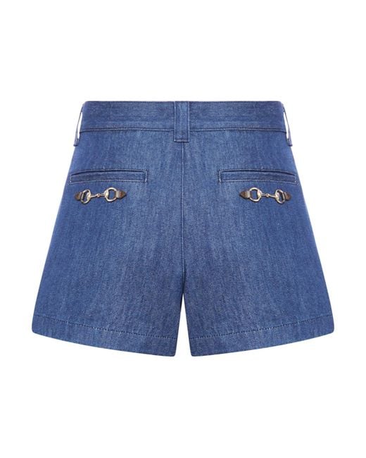 Gucci Blue Denim Shorts With Bit
