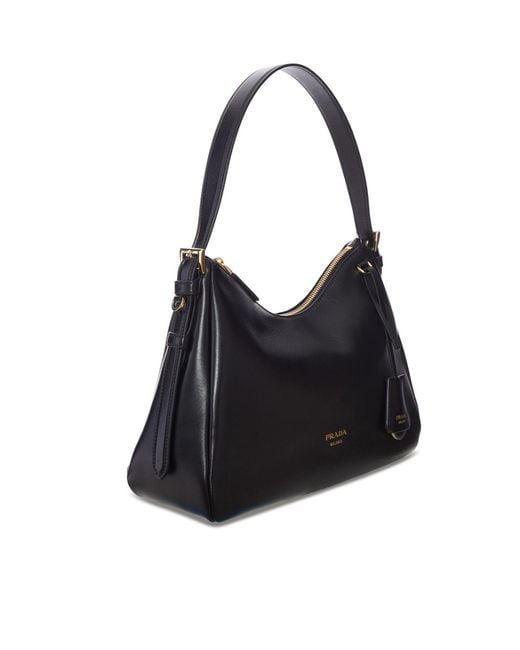 Prada Black Smooth Leather Shoulder Bag