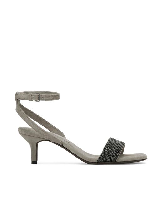 Brunello Cucinelli Metallic Pair Of Sandals With Heels