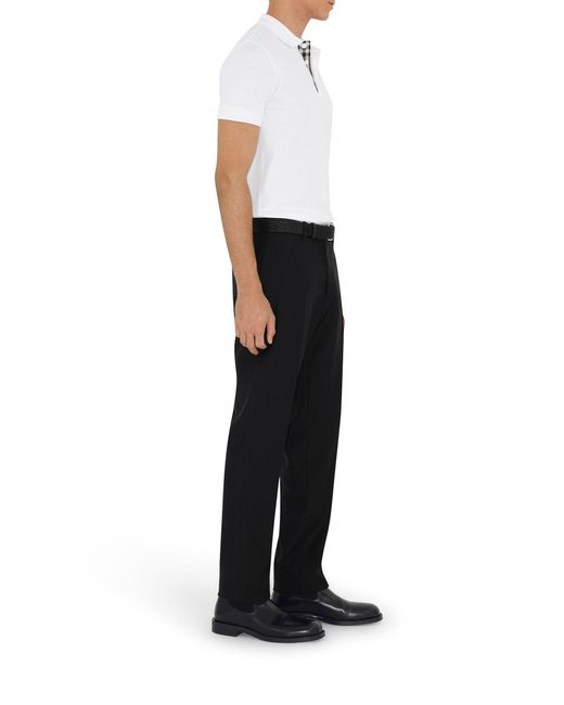 Burberry White Cotton Polo Shirt With Embroidered Ekd Logo for men