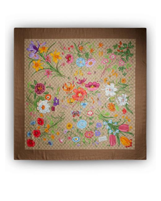 Gucci Multicolor Wool And Silk Shawl With Gg Print