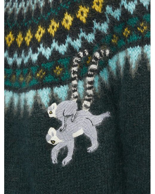 Loewe Black + Suna Fujita Fair Isle Embroidered Mohair-blend Sweater