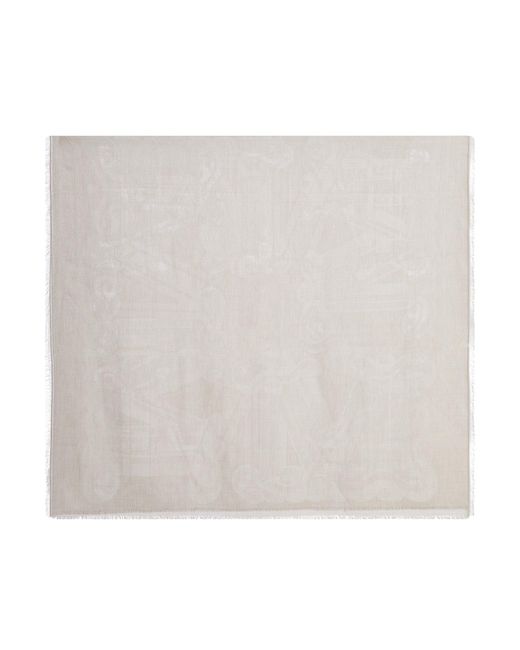 Max Mara White Cotton Blend Scarf With Jacquard Logo