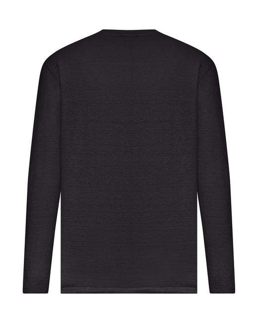 Roberto Collina Black Long-Sleeved Linen Serafino Sweater for men