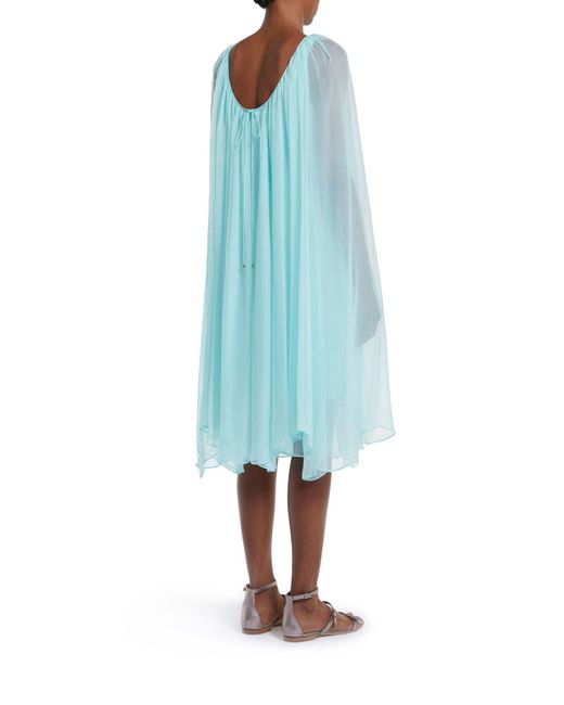 Max Mara Blue Flared Dress In Silk Chiffon