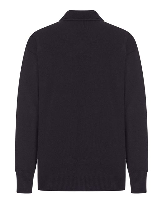 Roberto Collina Blue V-neck Wool Polo Shirt for men