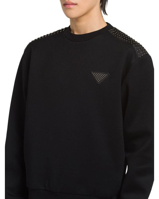 Prada Technical Cotton Sweatshirt With Studs in Black for Men | Lyst