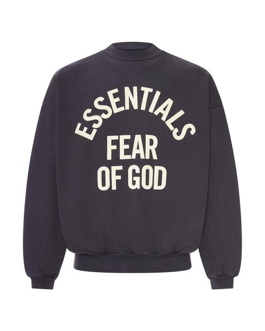 Fear Of God Blue 90's Crew Neck Cotton Campus Sweatshirt for men