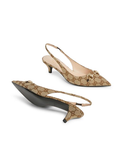 Gucci Metallic Slingback Collection With Horse Hook