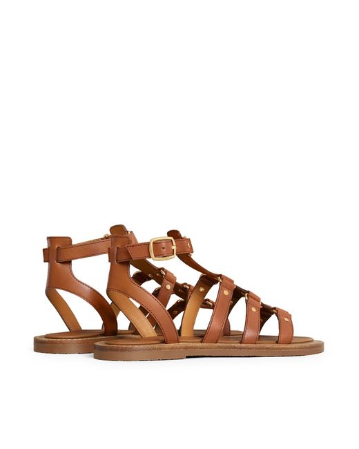 Céline Brown Lympia Gladiator Style Sandal In Calf Leather
