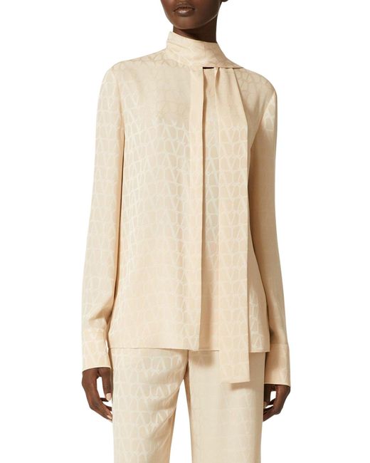 Valentino Garavani Natural Silk Jacquard Toile Iconographe Shirt