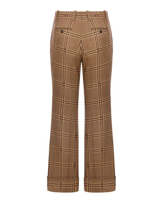 Pantaloni in lana a quadri di Gucci in Brown