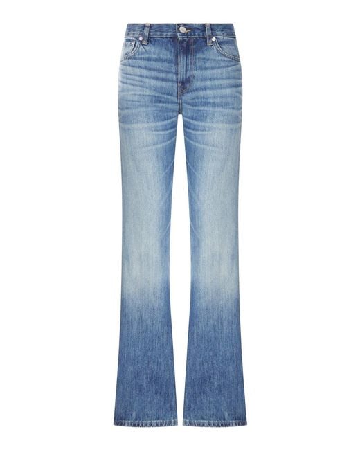 Haikure Blue Medium Wash Denim Flare Jeans