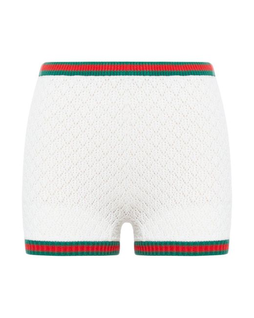 Gucci White Lace And Cotton Shorts