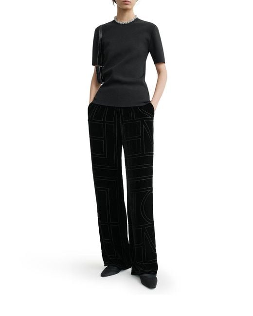 Totême Black Velvet Trousers With Dãvorã Monogram