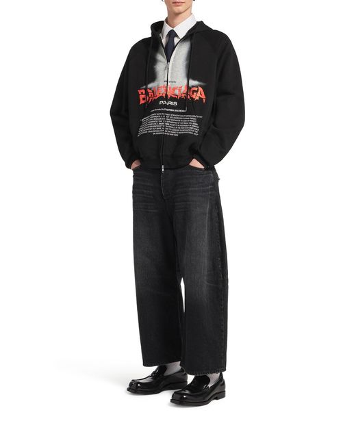 Balenciaga Blue The Door Oversized Zip Sweatshirt for men