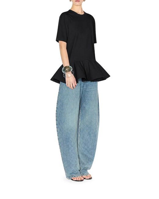 Alaïa Blue Cotton Jersey T-Shirt With Crinoline