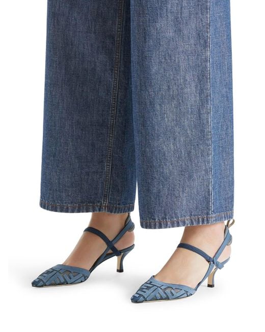Fendi Blue Colibrì Lite Slingback With Medium Heel