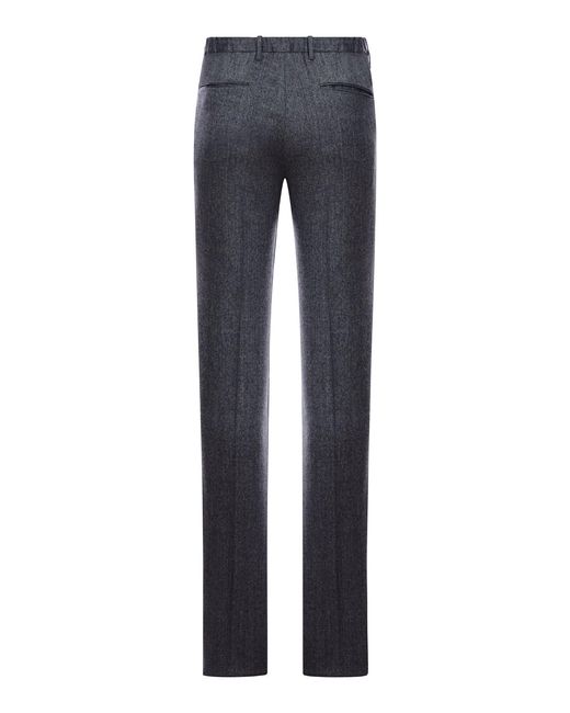 Incotex Blue Tailored Wool Trousers for men