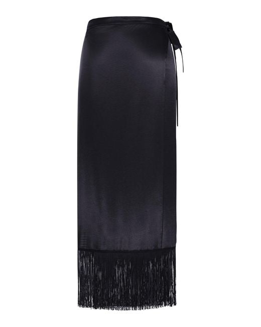 THE NINA STUDIO Black Silk Pareo Skirt With Wrap Closure