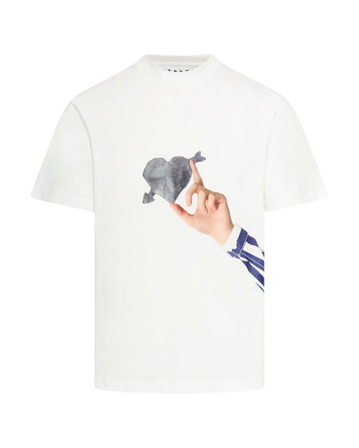T-shirt con stampa cuori di pietra di Sunnei in White da Uomo