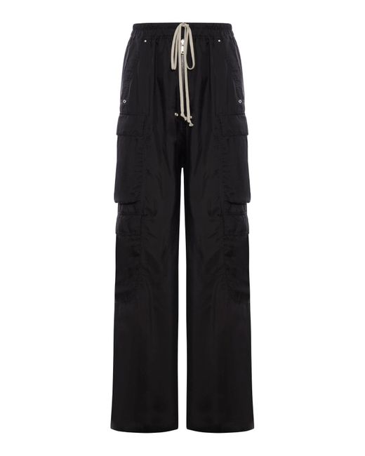 Rick Owens Black Cupro Cargo Pants