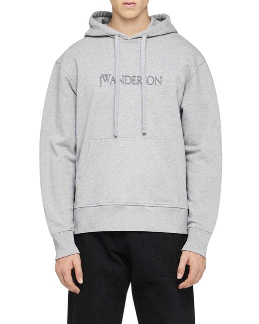 J.W. Anderson Gray Logo Embroidery Hoodie for men