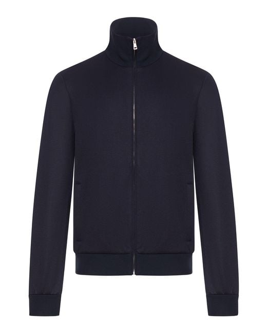 Gucci Blue Technical Jersey Jacket With Zip And Web Tape for men