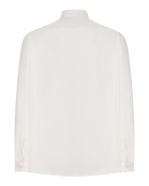 Lardini White Silk Shirt With Hidden Buttoning for men