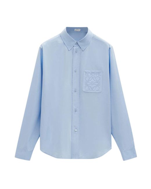 Camicia in cotone con logo di Loewe in Blue da Uomo