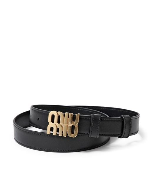 Miu Miu Black City Leather Belt