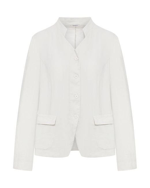 Transit White Stretch Linen Blend Jacket
