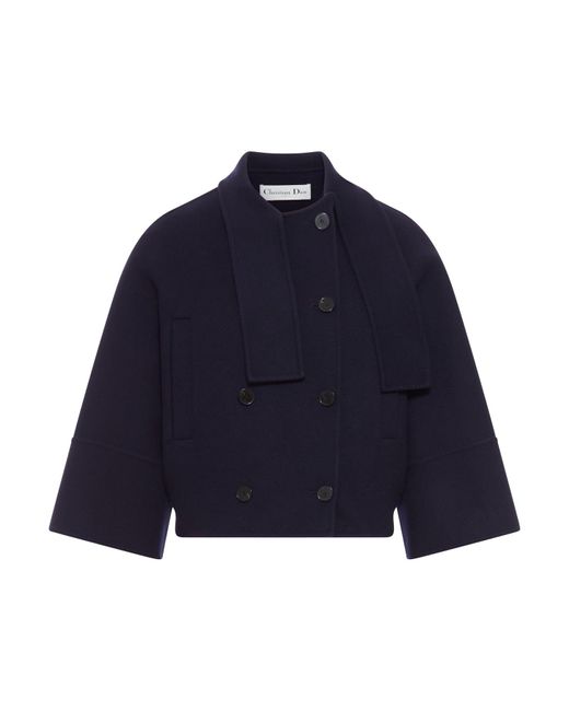 Dior Blue Crop Wool Coat