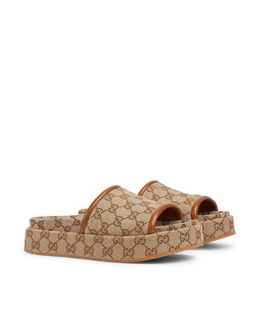 Gucci Brown Platform Sandal With Gg