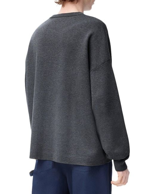 Maglia anagram in misto cotone con tasca di Loewe in Gray da Uomo
