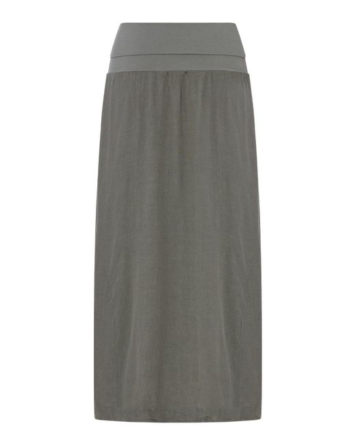 Transit Gray Midi Skirt In Linen Blend
