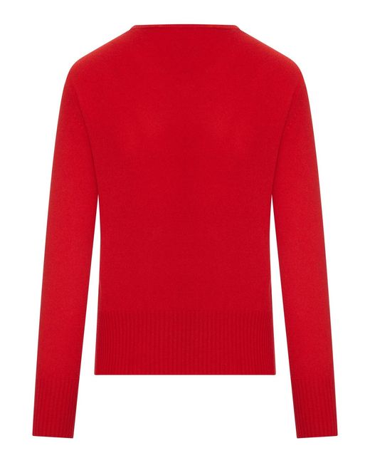 Miu Miu Red Cashmere V-Neck Sweater With Logo