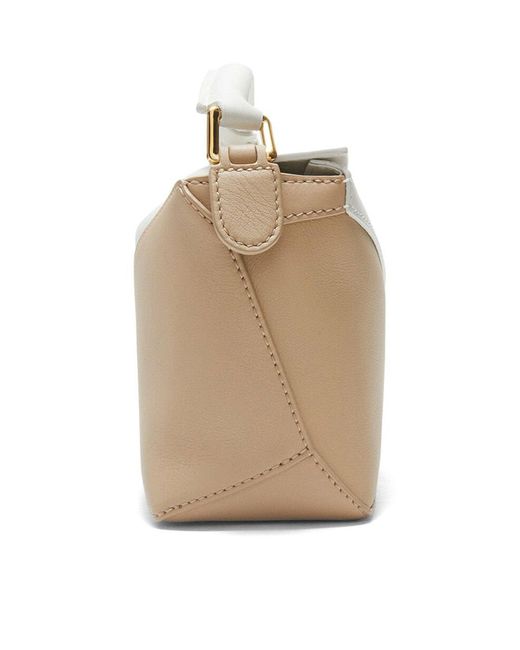Loewe White Mini Leather Puzzle Edge Top-handle Bag