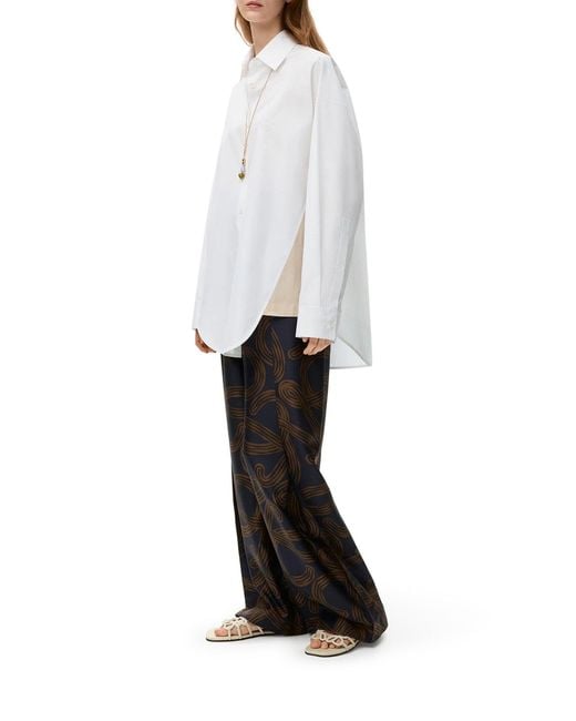 Loewe White X Paula's Ibiza Asymmetric Cotton Poplin Shirt