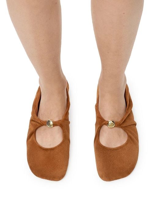 Loewe Brown Pebble Soft Ballet Flats