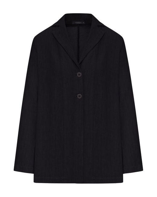 Transit Blue Single-breasted Linen Jacket