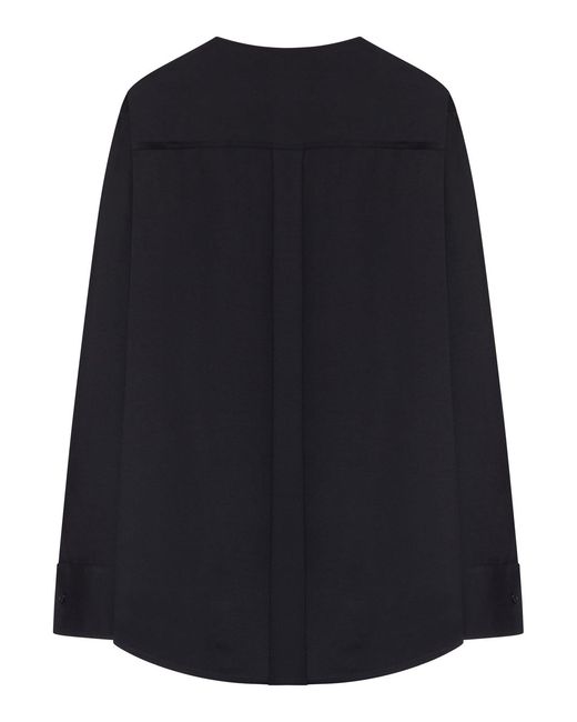 Totême Black V-Neck Cotton Poplin Blouse